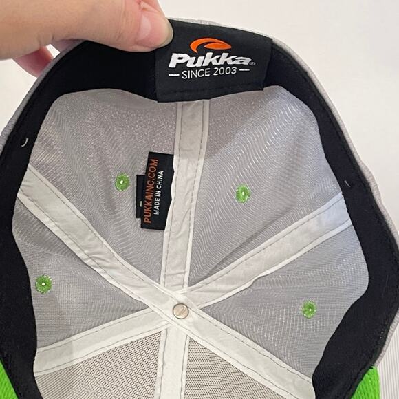 Pukka Baseball Hat Mens L XL Elastic Comfort Band Green White Gray Colorblock - Picture 3 of 12